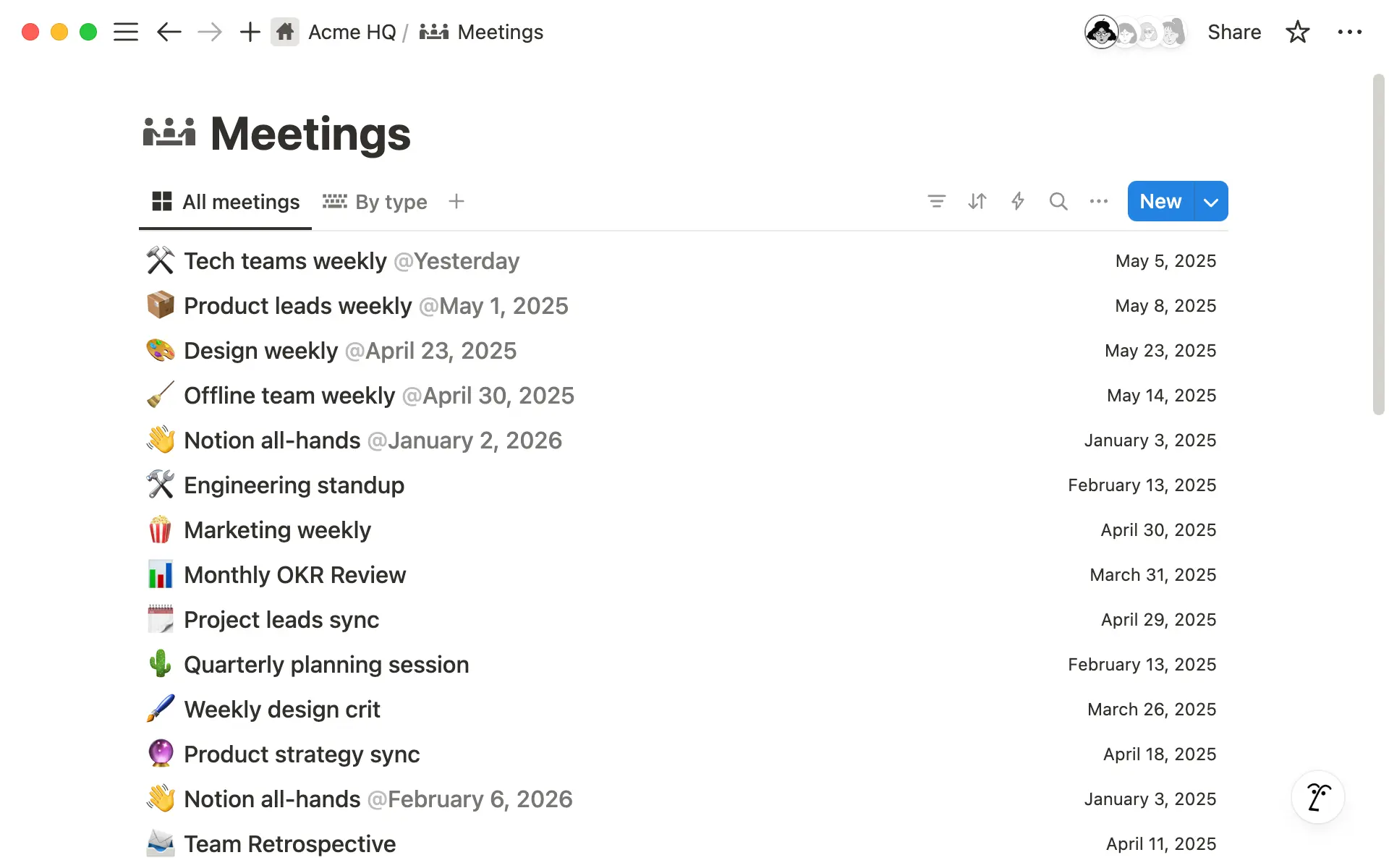 Configure uma base de dados de anotações de reunião para organizar as suas reuniões e encontrá-las facilmente, tudo em um só lugar dentro do seu espaço de trabalho.