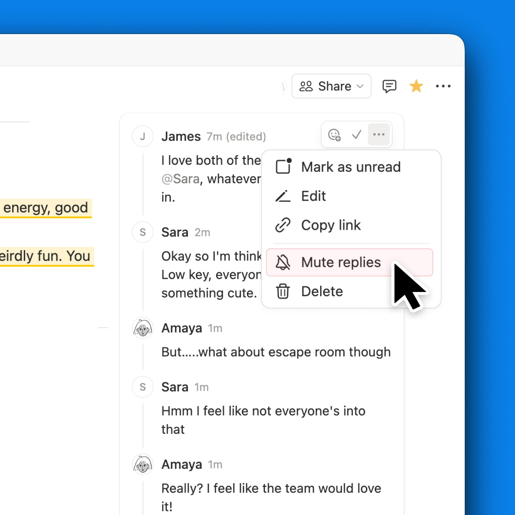 Diskussionsantworten stummschalten