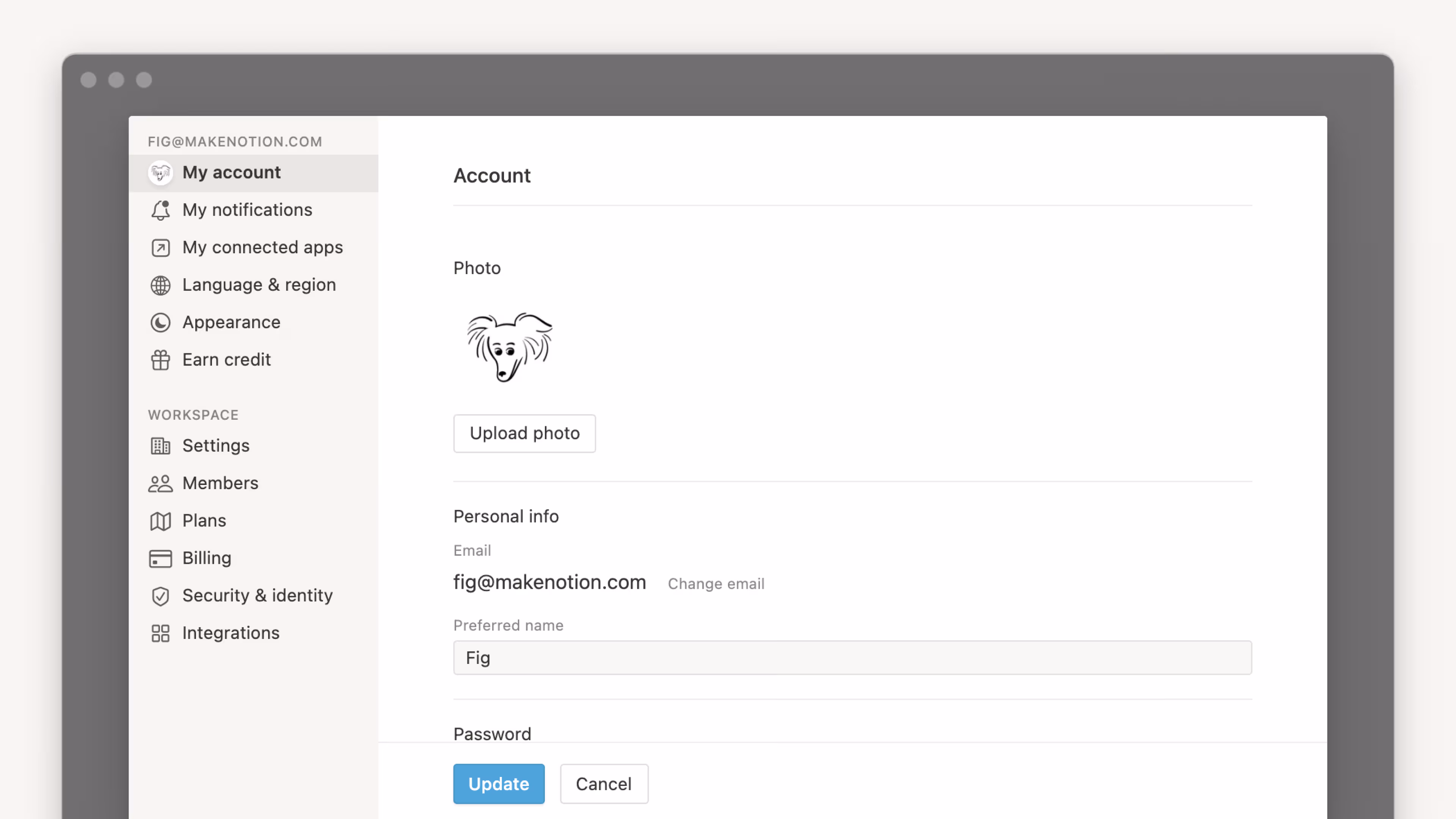 Configurações de conta - imagem principal