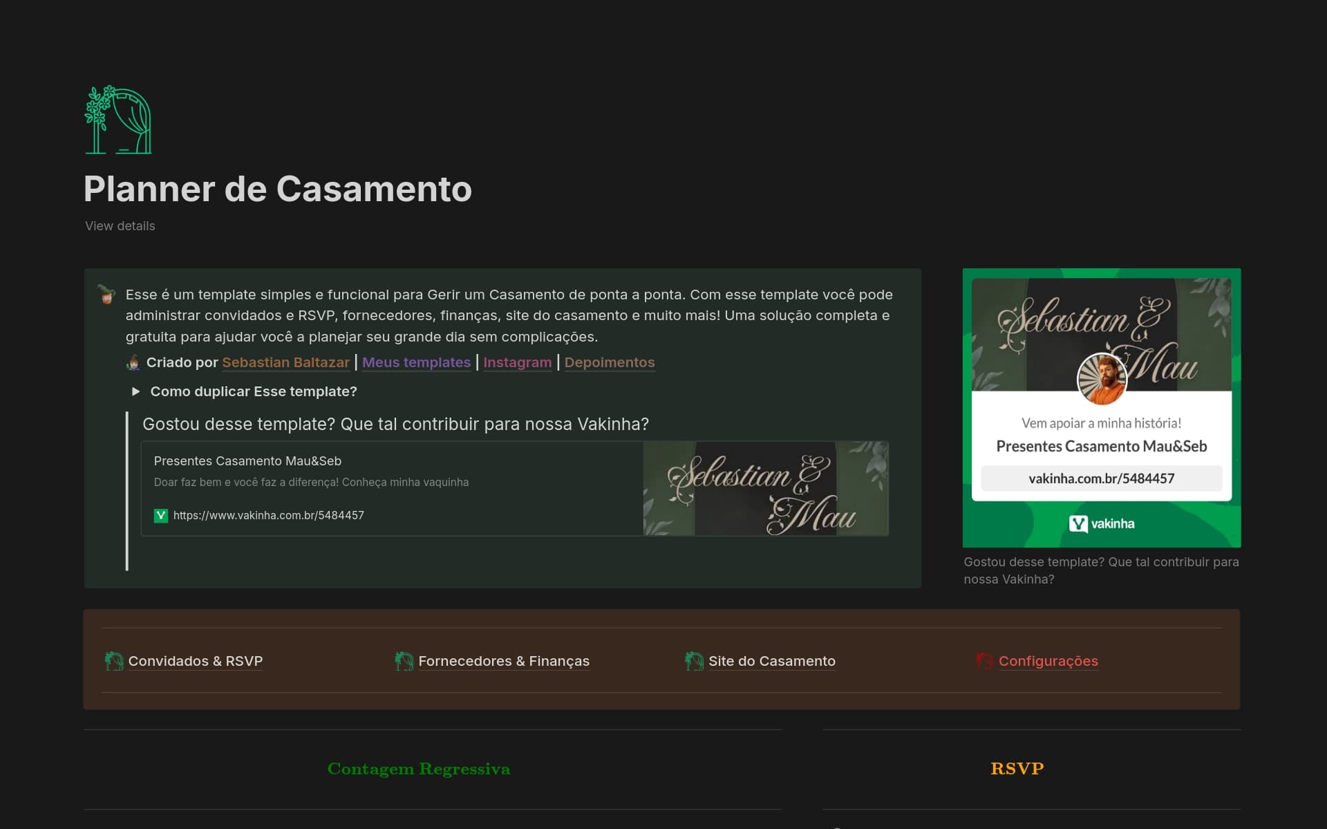 Captura de tela da coleção Apaixonados e organizados por Notion