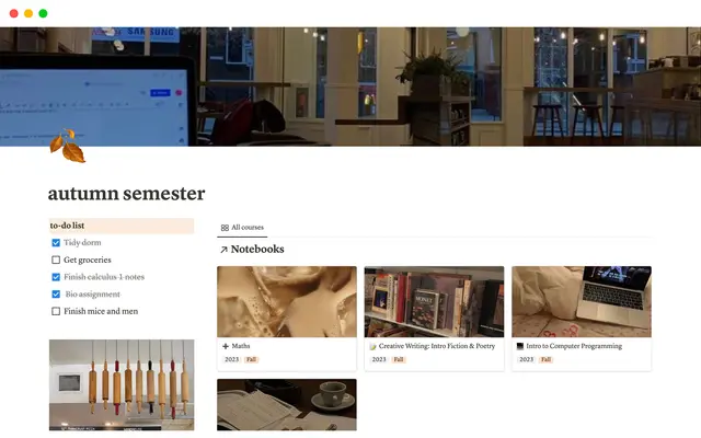 student autumn themed planner